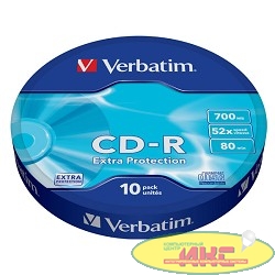 Verbatim  Диски CD-R  10шт. 52x 700Mb, Shrink (43725)
