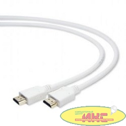 Кабель HDMI Gembird/Cablexpert, 1м, v1.4, 19M/19M, белый, позол.разъемы, экран, пакет (CC-HDMI4-W-1M)