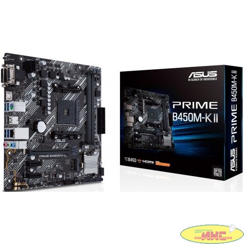 Материнская плата Asus PRIME B450M-K II Soc-AM4 AMD B450 2xDDR4 mATX AC`97 8ch(7.1) GbLAN RAID+VGA+DVI+HDMI