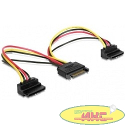 Gembird/Cablexpert Кабель питания SATA, 15см, 15pin (M)/2x15pin(F) на 2 SATA устройства, угловой разъем (CC-SATAM2F-02)