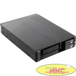 Procase  T2-012-SATA3-BK {Hot-swap корзина 2*2.5" SATA3/SAS 6Gb (черный) hotswap trayless aluminium mobie rack module (1x3,5) 1xFAN 80x15mm}