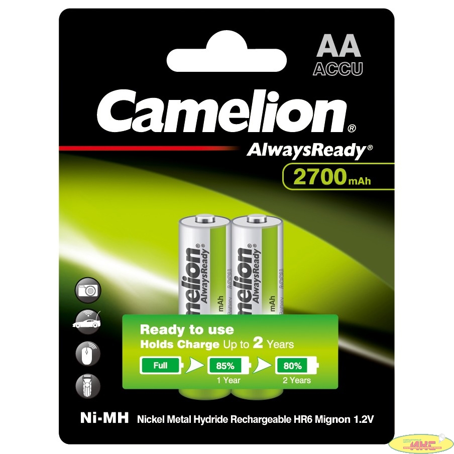 Camelion Always Ready AA-2700mAh Ni-Mh BL-2 (NH-AA2700BP2, аккумулятор,1.2В)