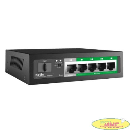 Netis P106GC Коммутатор, кол-во портов: 4x1 Гбит/с, SFP 1x1, кол-во SFP/uplink: RJ-45 1x1 Гбит/с, PoE: 4x15.4 Вт (макс. 58 Вт) 