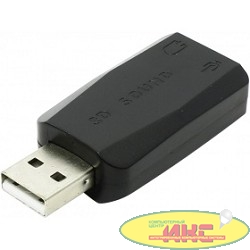 ORIENT Адаптер AU-01N, USB to Audio, 2 x jack 3.5 mm для подключения гарнитуры к порту USB, черный