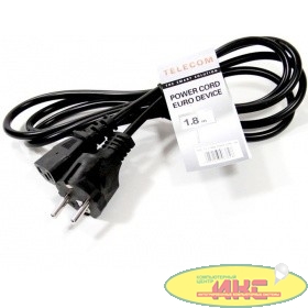 Telecom Кабель (TE021-CU0.75-1.8M) компьютер - розетка 220V (EURO) 1.8м, 3G0,75mm медь 