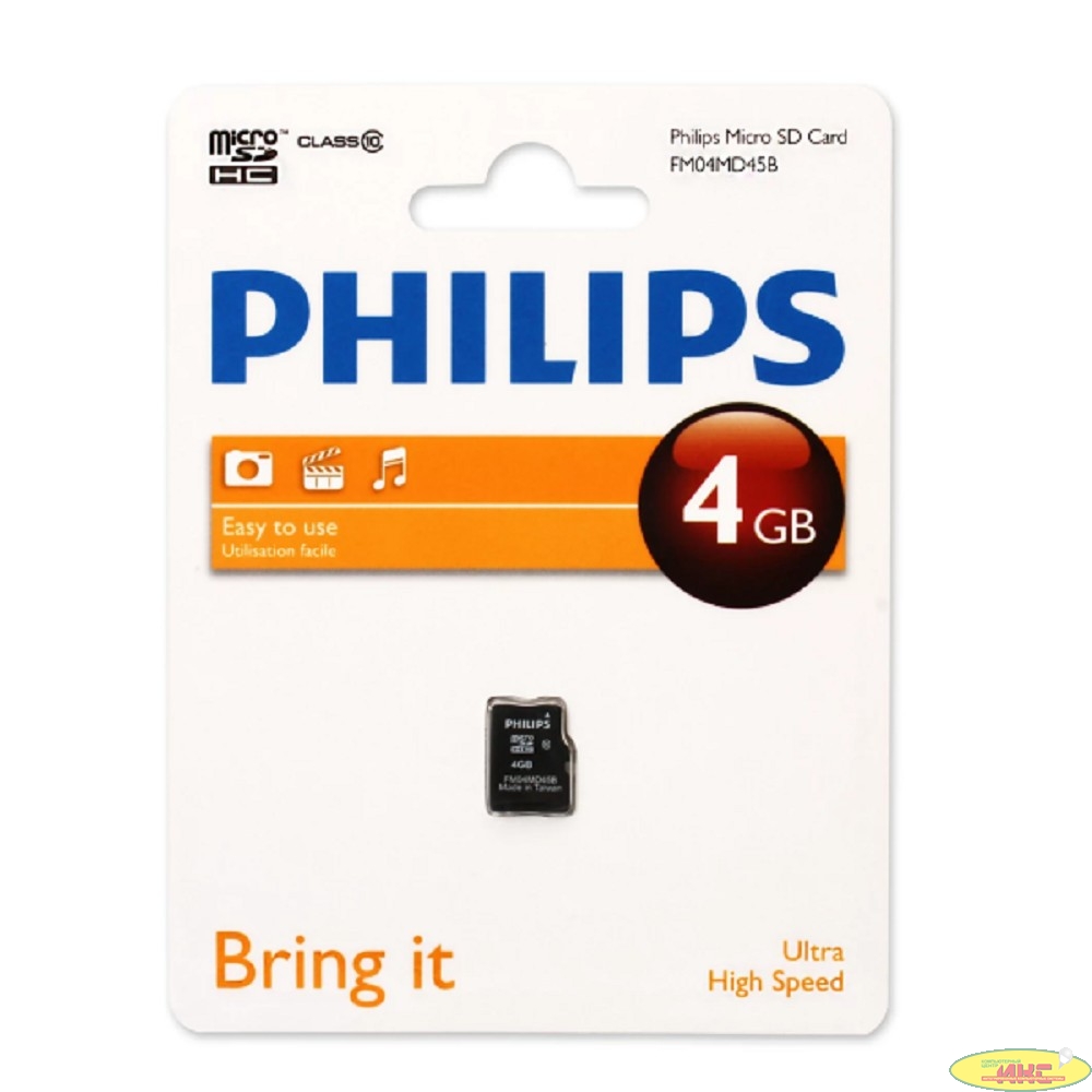 Micro SecureDigital 4GB Philips microSDHC Class 10