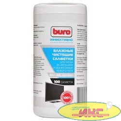 BURO BU-All_screen, 100 шт Салфетки для экранов мониторов/плазменных/ЖК телевизоров/ноутбуков туба 100шт влажных