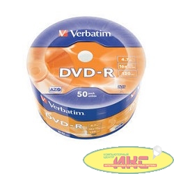 Verbatim  Диски DVD-R Verbatim 16-x 4.7Gb (50 шт)/Shrink/50 Azo (43788)  