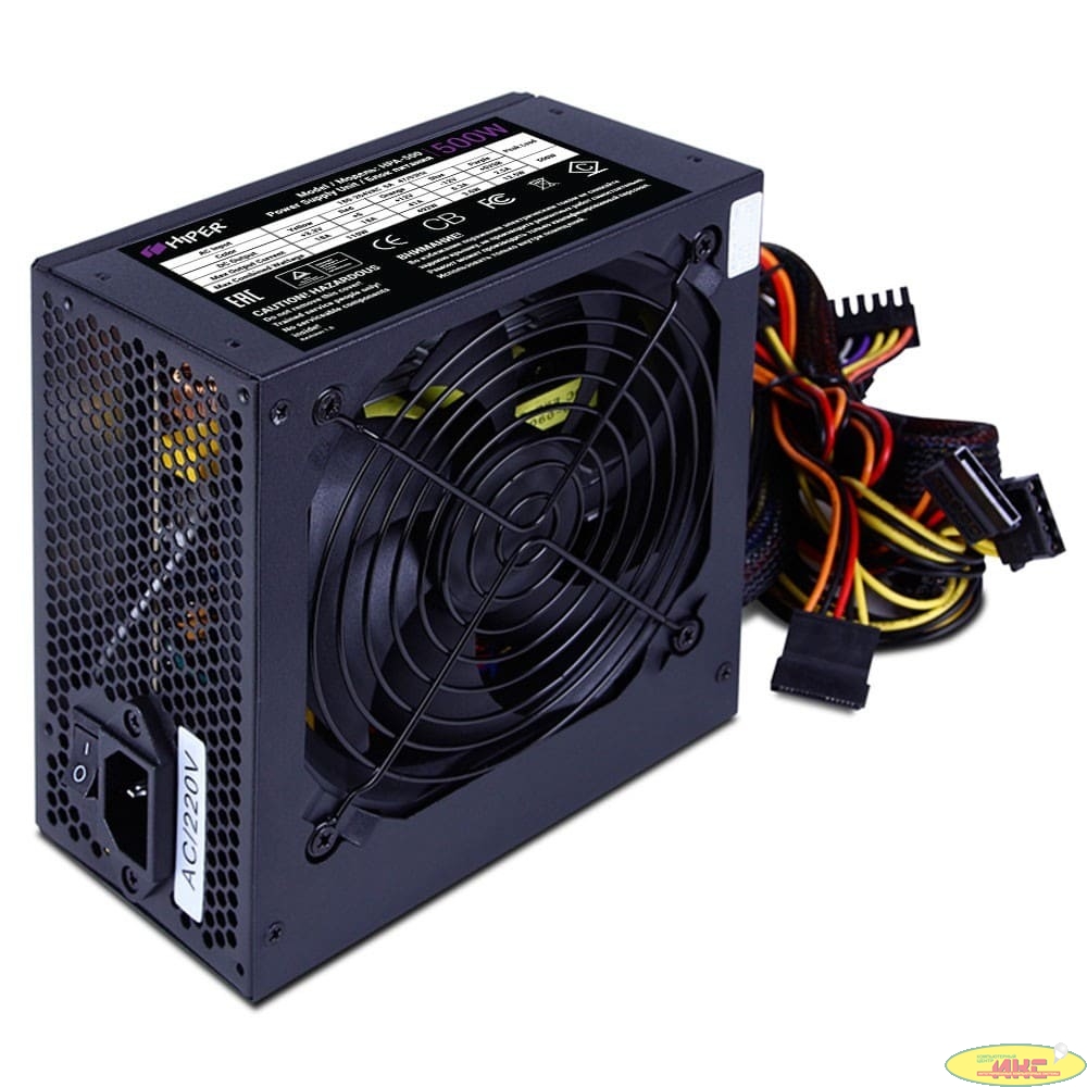 HIPER Блок питания HPA-500 (ATX 2.31, 500W, Active PFC, 80Plus, 120mm fan, черный) BOX