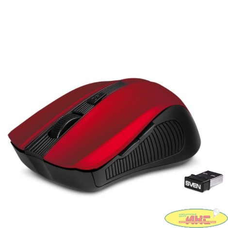 Беспроводная мышь Sven RX-350W красная  (5+1кл. 600-1400DPI, SoftTouch, блист)