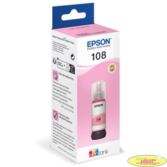 EPSON C13T09C64A  Картридж 108 EcoTank Ink для Epson L8050/L18050, Light Magenta 70