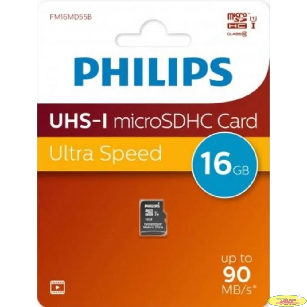 Micro SecureDigital 16GB Philips High Speed  microSDHC Class 10 90MB/s (FM16MD55B/97)