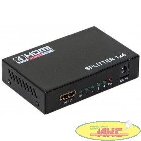 ORIENT HDMI 4K Splitter HSP0104HN, 1->4, HDMI 1.4/3D, UHDTV 4K(3840x2160)/HDTV1080p/1080i/720p, HDCP1.2, внешний БП-зарядник 2xUSB 5В/2.1A, метал.корпус (30368)