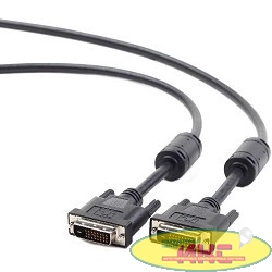 Кабель DVI-D dual link Gembird/Cablexpert , 25M/25M, 3.0м, черный, экран, феррит.кольца, пакет (CC-DVI2-BK-10)