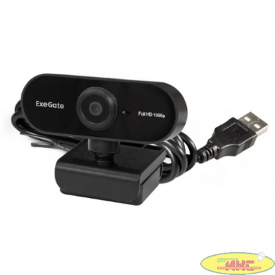 ExegateEX294484RUS Веб-камера ExeGate Stream C925 Wide FullHD T-Tripod (1920х1080, 1080P, USB, микрофон, поворотное крепление, кабель 1,5 м, Win Vista/7/8/10, Mac OS, черная, RTL)