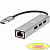 VCOM DH312A Переходник USB 3.0 -->RJ-45 1000Mbps+3 USB3.0, Aluminum Shell, 0.2м VCOM <DH312A>