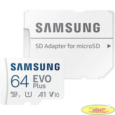 Micro SecureDigital 64Gb Samsung EVO Plus Class 10 MB-MC64KA/RU + adapter