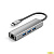 ORIENT JK-341N, Type-C разветвитель-сетевая карта USB 3.2 Gen1 (5 Гбит/c), порты: 3xUSB-A + RJ45 Gigabit Ethernet, RTL8153, 100/1000 Мбит/с, кабель USB Type-C, алюминиевый корпус, серебристый (33309)